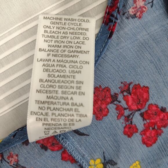 Blue Floral Open Front Kimono Cardigan w/‎ Fringe Hem & Lace Sheer Boho Cover Up - Picture 8 of 11